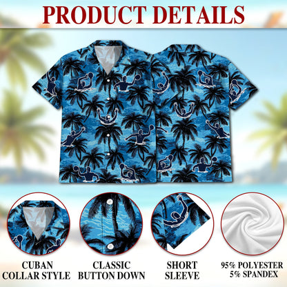 Water Polo Coconut Tree Hawaiian Shirt for Men, Button Down Aloha Shirt - Azhawaiian