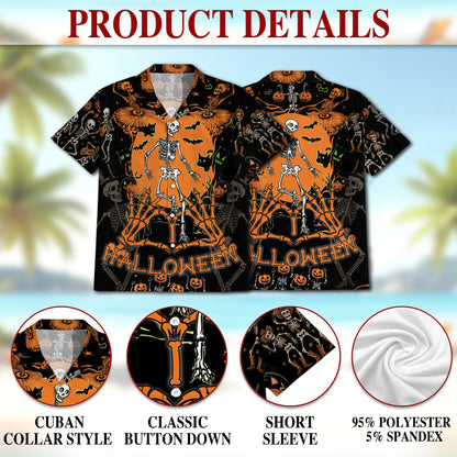 Dancing Ghost Halloween Hawaiian Shirt for Men, Button Down Aloha Shirt - Azhawaiian