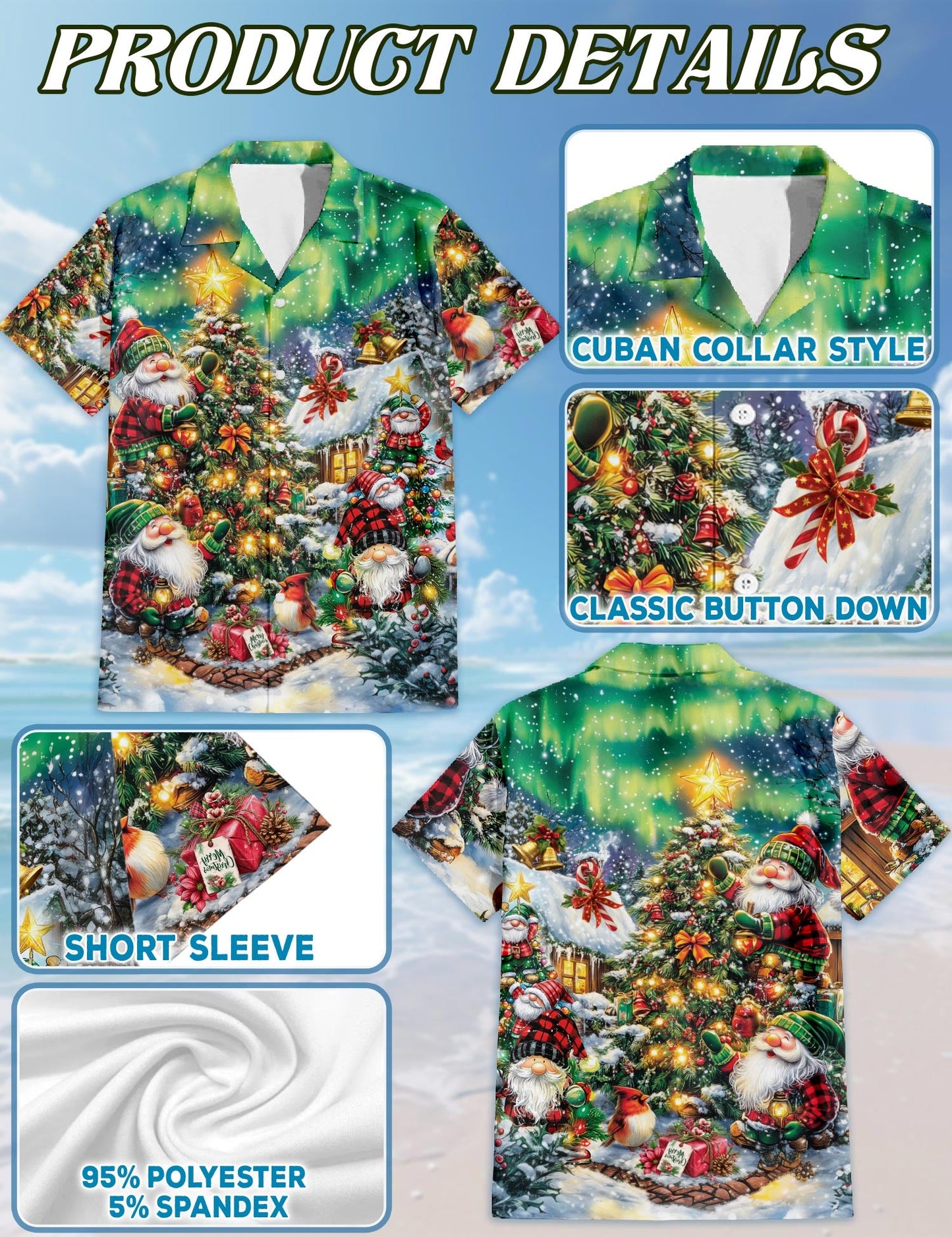 Christmas Gnome Hawaiian Shirt for Men, Button Down Aloha Shirt - Azhawaiian