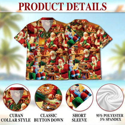 Santa Claus Workshop Christmas Hawaiian Shirt for Men, Button Down Aloha Shirt - Azhawaiian