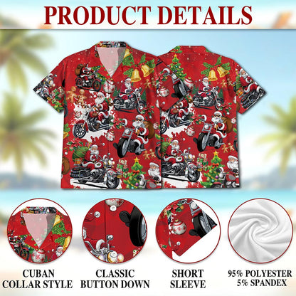 Santa Claus Riding Motorcycle Christmas Hawaiian Shirt for Men, Button Down Aloha Shirt - Azhawaiian