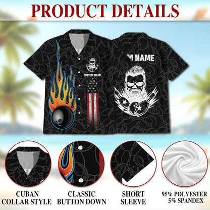 Bowling Hawaiian Shirt for Men, Personalized Patriotic Print| Azhawaiian