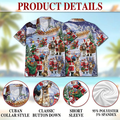 Santa Claus Snowy Christmas Village Hawaiian Shirt for Men, Button Down Aloha Shirt - Azhawaiian