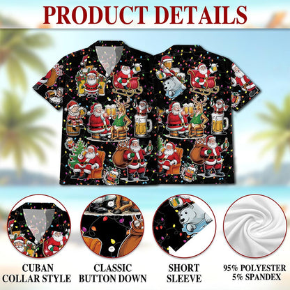 Santa Beer Lover Hawaiian Shirt for Men, Button Down Aloha Shirt - Azhawaiian