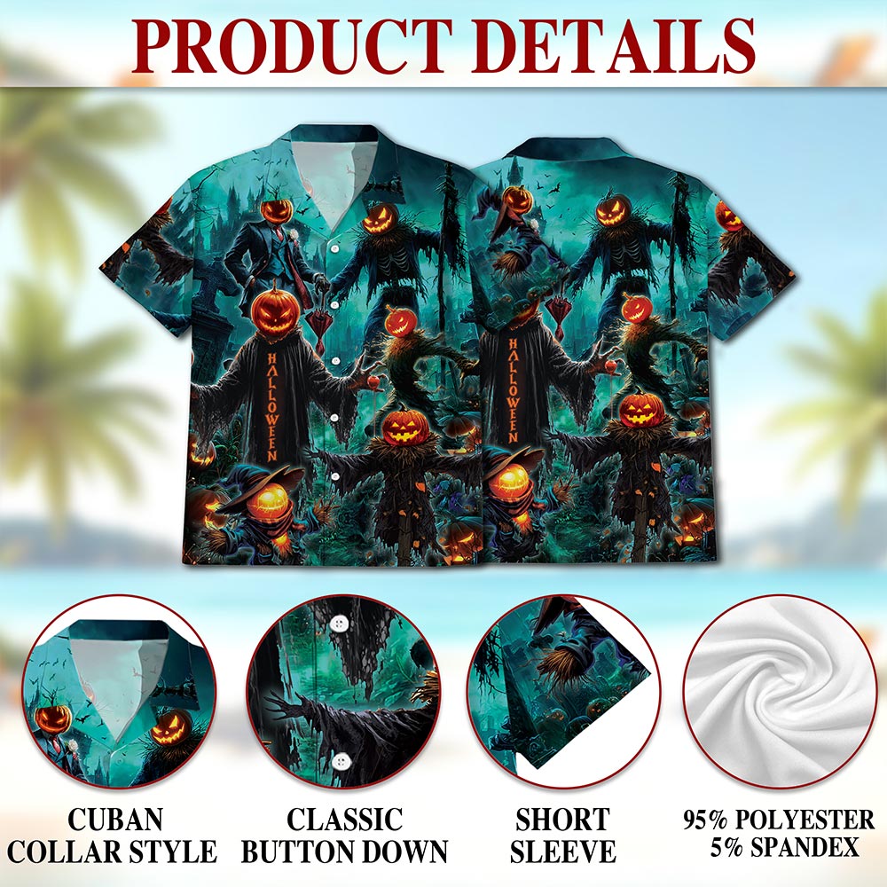 Happy Pumpkin Halloween Hawaiian Shirt for Men, Button Down Aloha Shirt - Azhawaiian