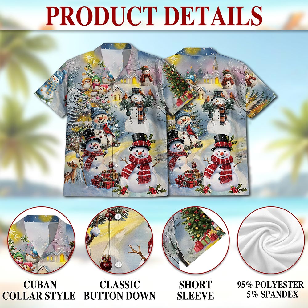 Snowman Christmas Hawaiian Shirt for Men, Button Down Aloha Shirt - Azhawaiian