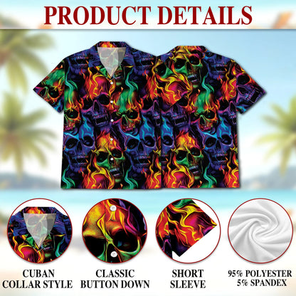 Flame Skull Fire Pattern Matching Dog Owner Hawaiian Shirts, Funny Pet Aloha Shirt for Beach Vacation - Azhawaiian