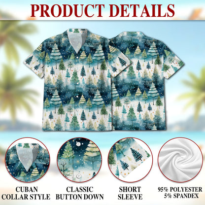 Christmas Tree Hawaiian Shirt for Men, Button Down Aloha Shirt - Azhawaiian