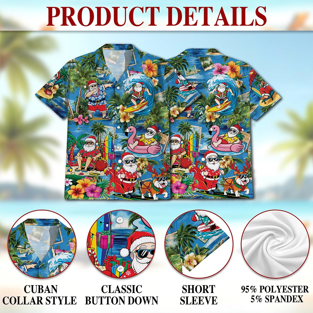 Christmas Santa Claus Hawaiian Shirt for Men, Button Down Aloha Shirt - Azhawaiian