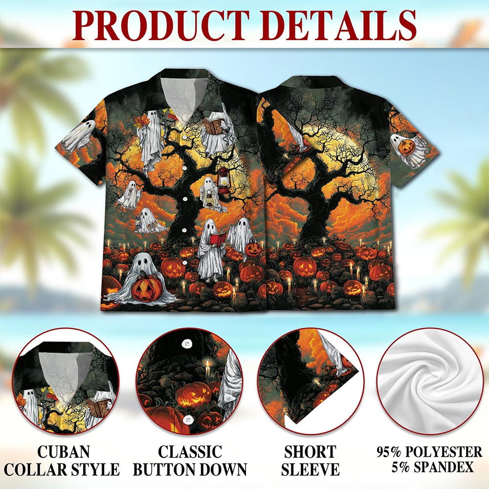 Ghost Halloween Hawaiian Shirt for Men, Button Down Aloha Shirt - Azhawaiian