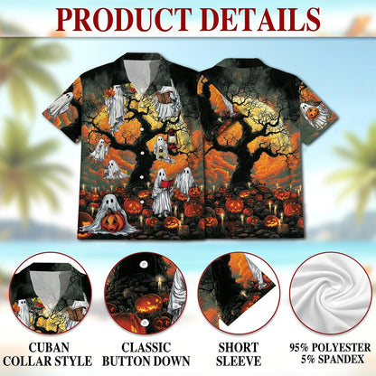Ghost Halloween Hawaiian Shirt for Men, Button Down Aloha Shirt - Azhawaiian