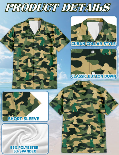 Dog Camo Hawaiian Shirt for Men, Button Down Aloha Shirt - Azhawaiian