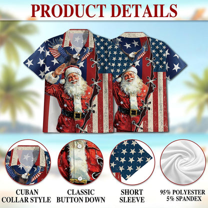 Patriotism American Christmas Hawaiian Shirt for Men, Button Down Aloha Shirt - Azhawaiian