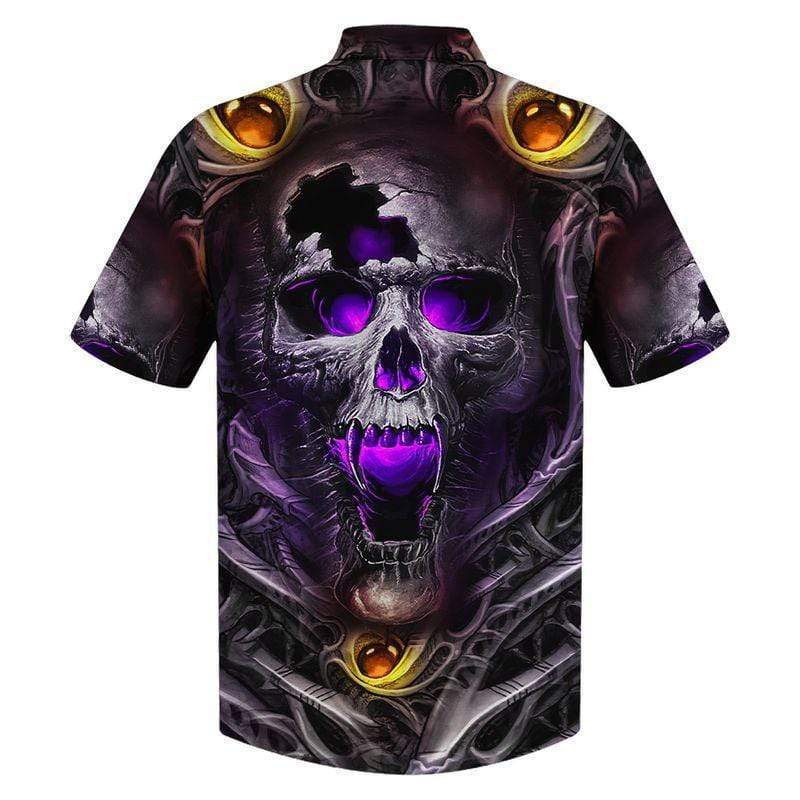 ALL OVER PRINT SKULL PURPLE HAWAII SHIRT