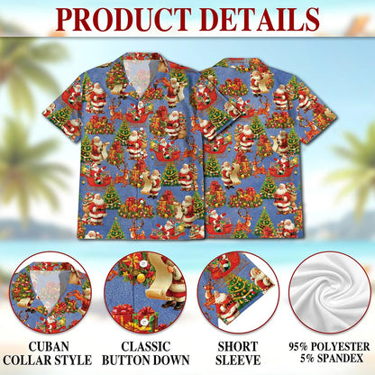 Santa Claus Christmas Night Hawaiian Shirt for Men, Button Down Aloha Shirt - Azhawaiian