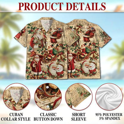 Vintage Santa Claus Christmas Hawaiian Shirt for Men, Button Down Aloha Shirt - Azhawaiian