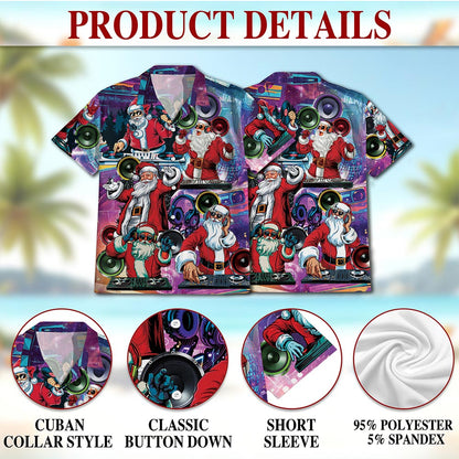 DJ Santa Claus Christmas Hawaiian Shirt for Men, Button Down Aloha Shirt - Azhawaiian