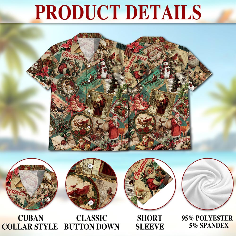 Merry Christmas Santa Claus Hawaiian Shirt for Men, Button Down Aloha Shirt - Azhawaiian