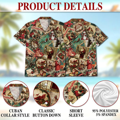 Merry Christmas Santa Claus Hawaiian Shirt for Men, Button Down Aloha Shirt - Azhawaiian