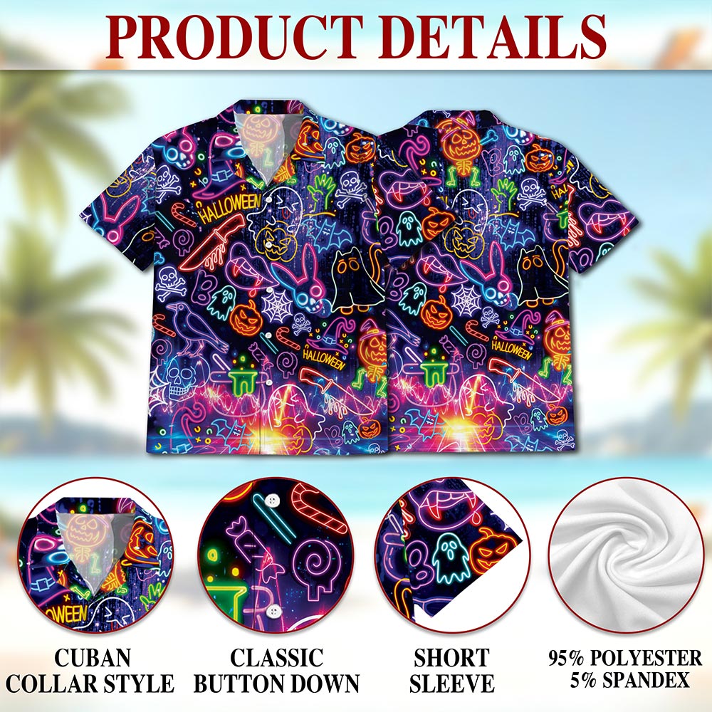Neon Hawaiian Shirt for Men, Button Down Aloha Shirt - Azhawaiian