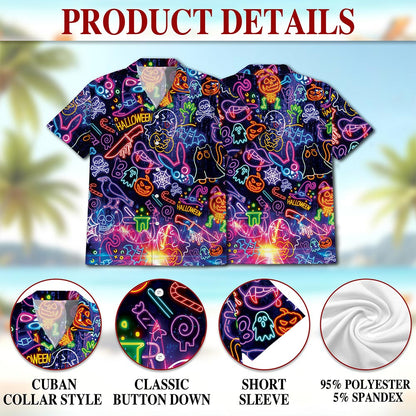 Neon Hawaiian Shirt for Men, Button Down Aloha Shirt - Azhawaiian