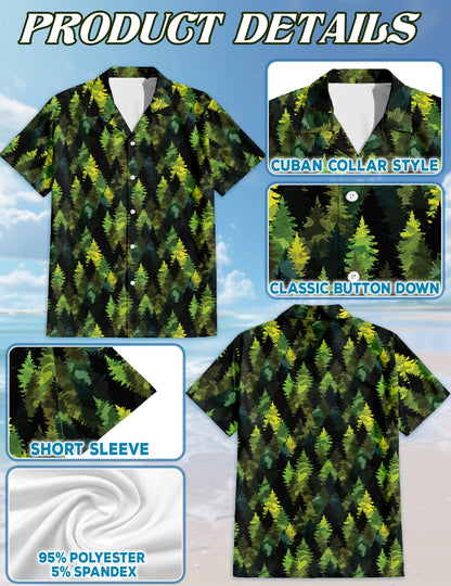 Camouflage Pine Tree Hawaiian Shirt for Men, Button Down Aloha Shirt - Azhawaiian