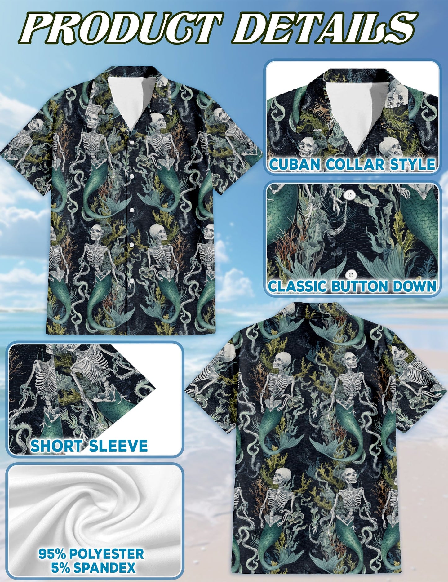 Devil Mermaids Hawaiian Shirt for Men, Button Down Aloha Shirt - Azhawaiian