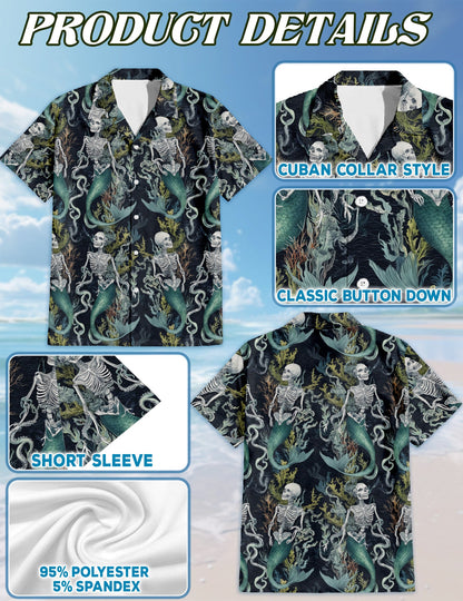 Devil Mermaids Hawaiian Shirt for Men, Button Down Aloha Shirt - Azhawaiian