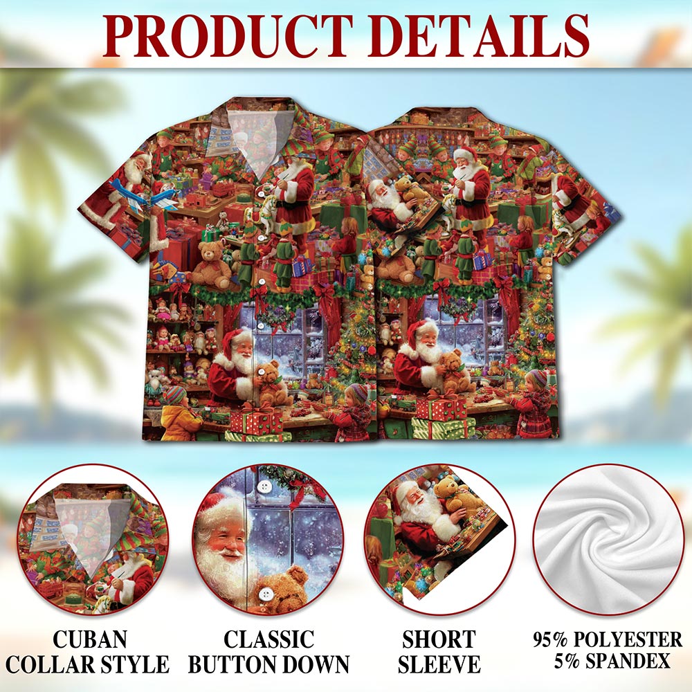 Santa Claus Workshop Hawaiian Shirt for Men, Button Down Aloha Shirt - Azhawaiian
