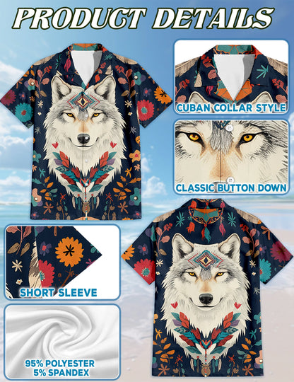 Wolf Art Hawaiian Shirt for Men, Button Down Aloha Shirt - Azhawaiian