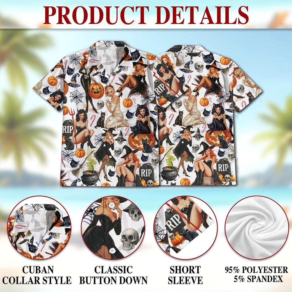 Pinup Girls Hawaiian Shirt for Men, Button Down Aloha Shirt - Azhawaiian
