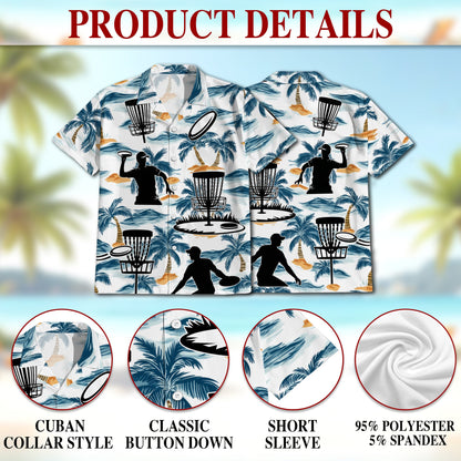 Tropical Disc Golf Hawaiian Shirt for Men, Button Down Aloha Shirt - Azhawaiian