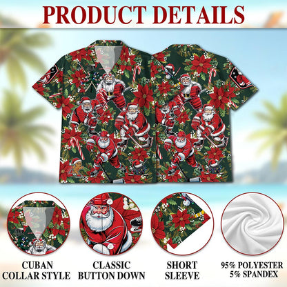 Santa Claus Hockey Hawaiian Shirt for Men, Button Down Aloha Shirt - Azhawaiian