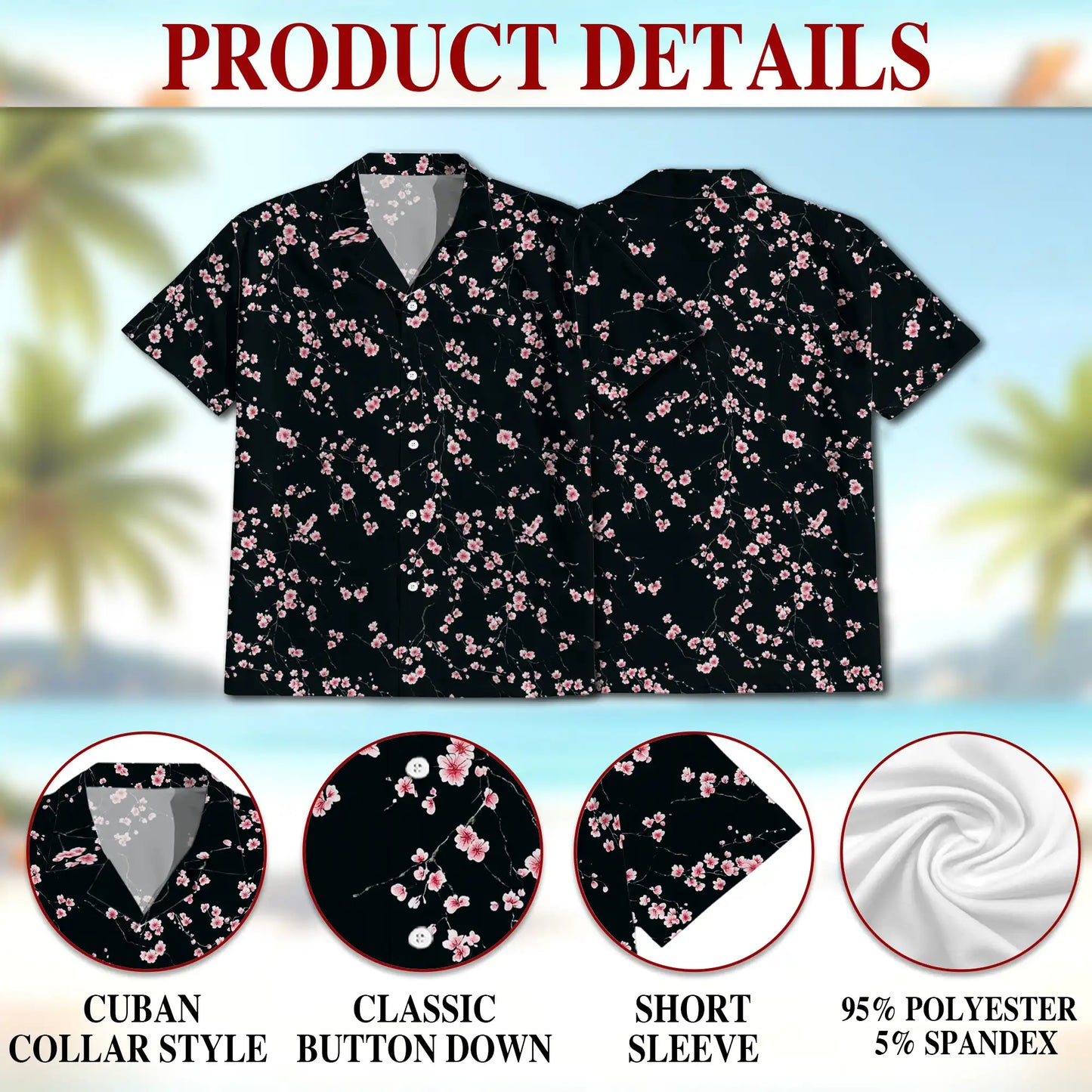 Sakura Cherry Blossom Hawaiian Shirt- Summer Beach Style| Azhawaiian
