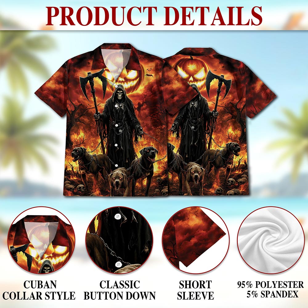 Grim Reaper Hawaiian Shirt for Men, Button Down Aloha Shirt - Azhawaiian