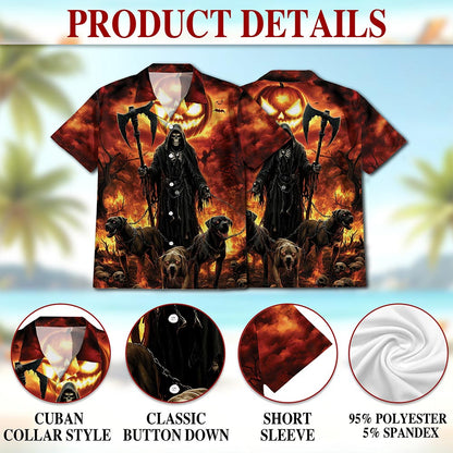 Grim Reaper Hawaiian Shirt for Men, Button Down Aloha Shirt - Azhawaiian
