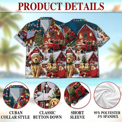 Golden Retriever Christmas Hawaiian Shirt for Men, Button Down Aloha Shirt - Azhawaiian