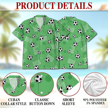 Soccer Ball Print Hawaiian Shirt for Men, Button Down Aloha Shirt - Azhawaiian