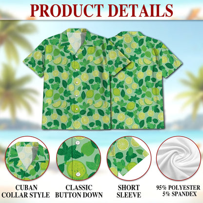 Lemon Pattern Hawaiian Shirt for Men, Button Down Aloha Shirt - Azhawaiian