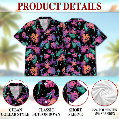 Tropical Neon Mushroom Hawaiian Shirt for Men, Button Down Aloha Shirt - Azhawaiian