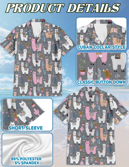 Cute Llama Hawaiian Shirt for Men, Button Down Aloha Shirt - Azhawaiian
