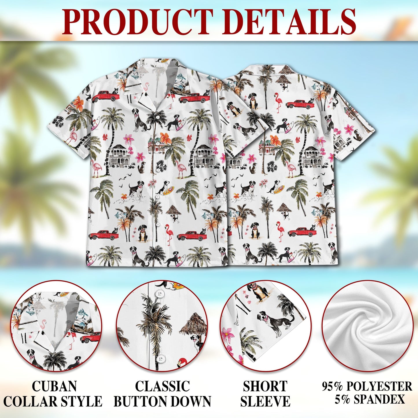 Rat Terrier Hawaiian Shirt for Men, Button Down Aloha Shirt - Azhawaiian