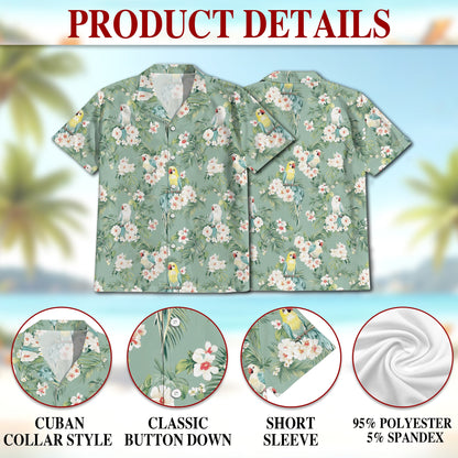 Tropical Parrot Hawaiian Shirt for Men, Button Down Aloha Shirt - Azhawaiian