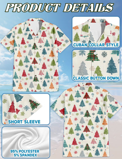 Christmas Tree Pattern Hawaiian Shirt for Men, Button Down Aloha Shirt - Azhawaiian
