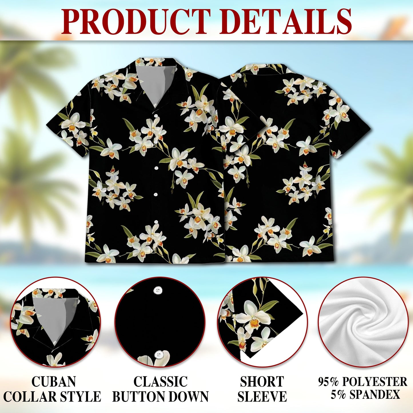 Orchid Hawaiian Shirt for Men, Button Down Aloha Shirt - Azhawaiian
