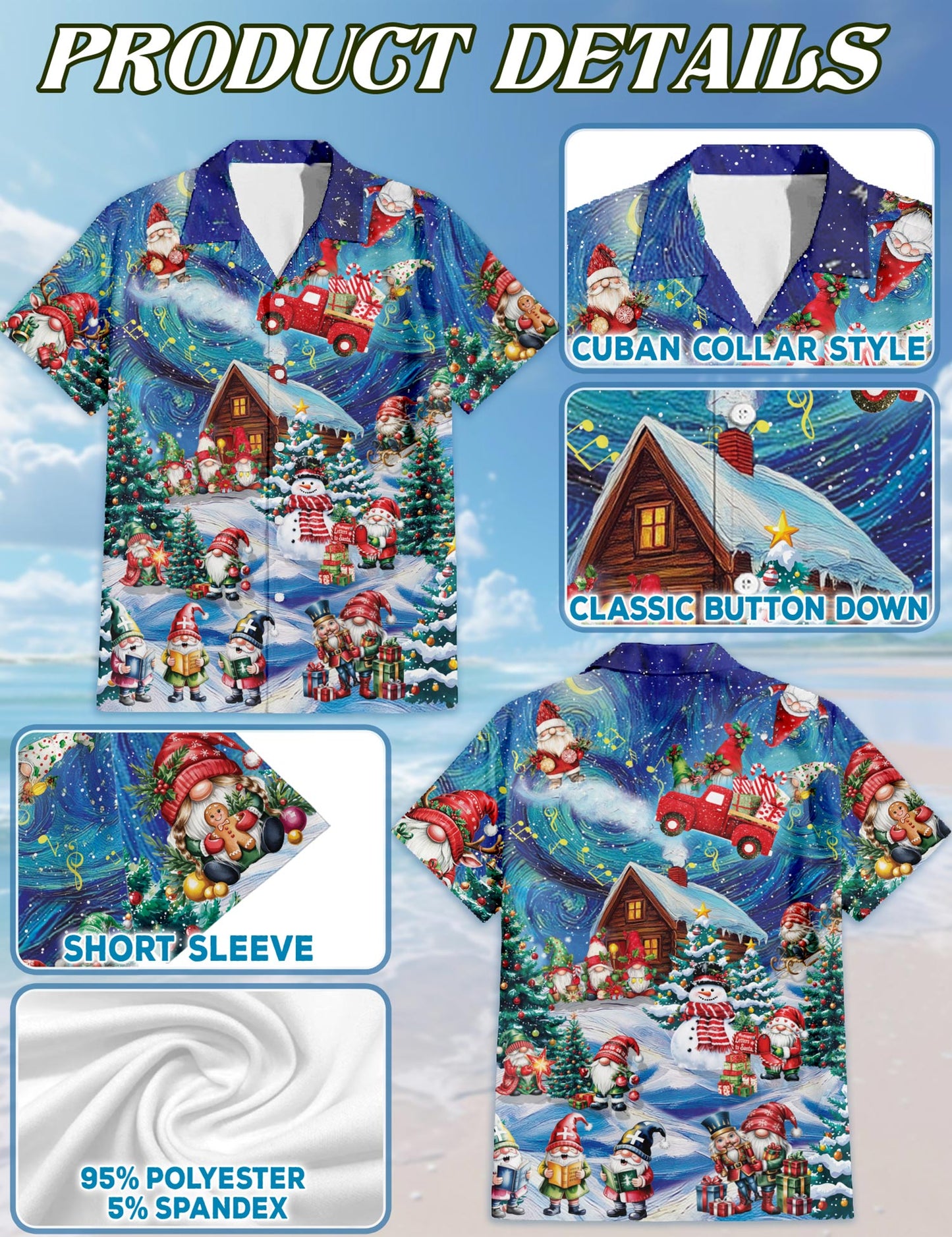 Christmas Gnome Hawaiian Shirt for Men, Button Down Aloha Shirt - Azhawaiian