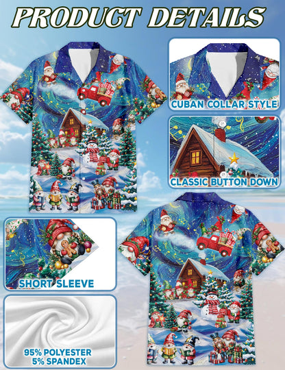 Christmas Gnome Hawaiian Shirt for Men, Button Down Aloha Shirt - Azhawaiian