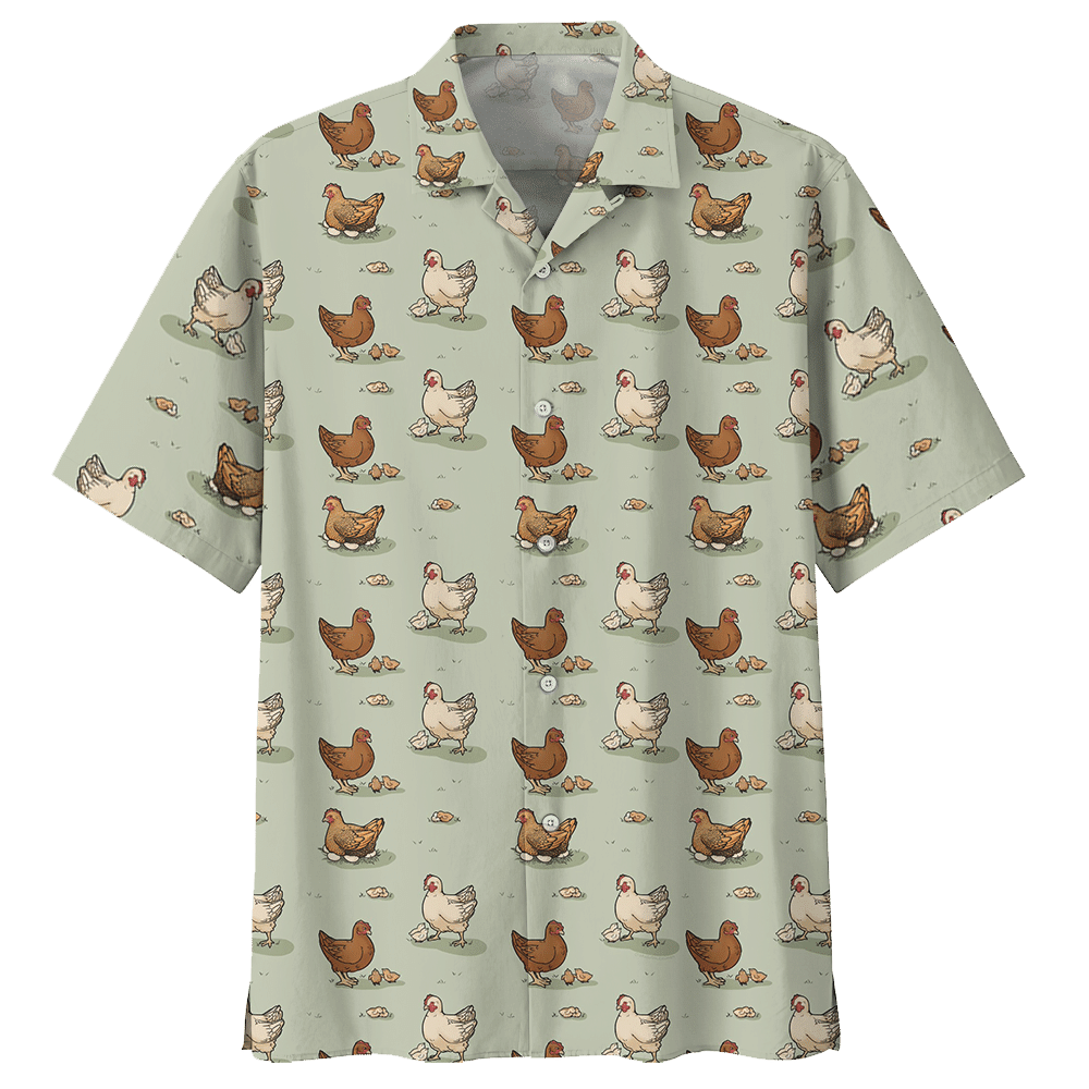 Chicken   Gray Nice Design Unisex Hawaiian Shirt 