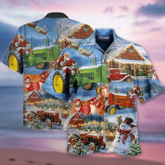 Farmer Santa Claus On Christmas Day Hawaiian Aloha Shirts