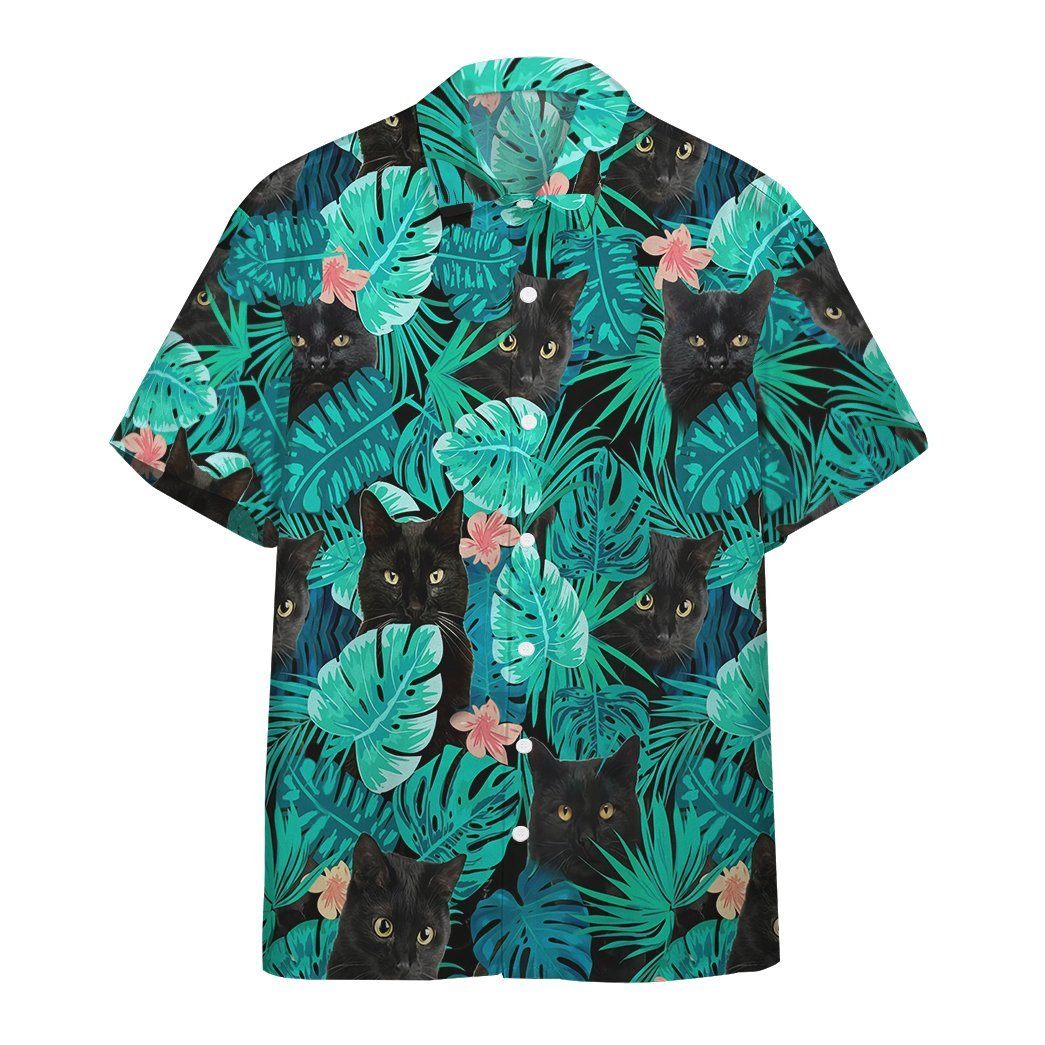  3D Black Cat Tropical Hawaii Shirt